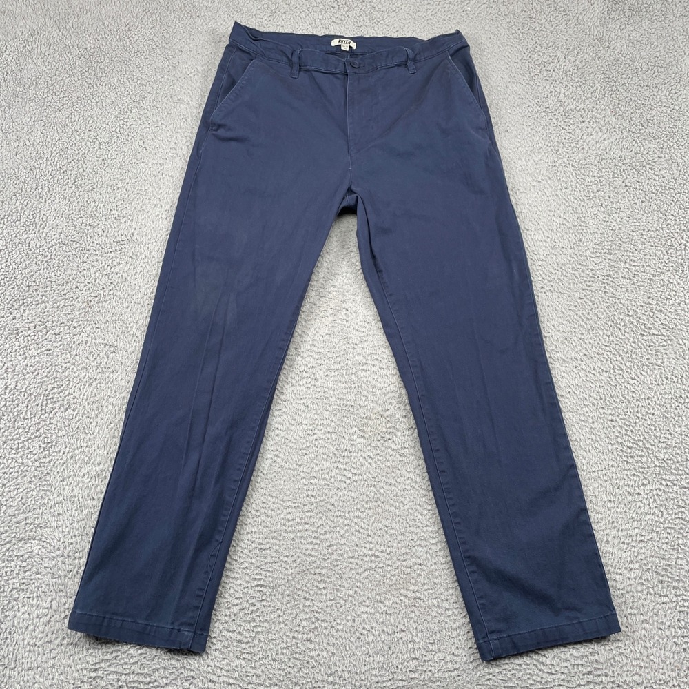 Ruxen Chino Pants Mens 34x30 Blue Twill Stretch Casual Straight Leg Trousers